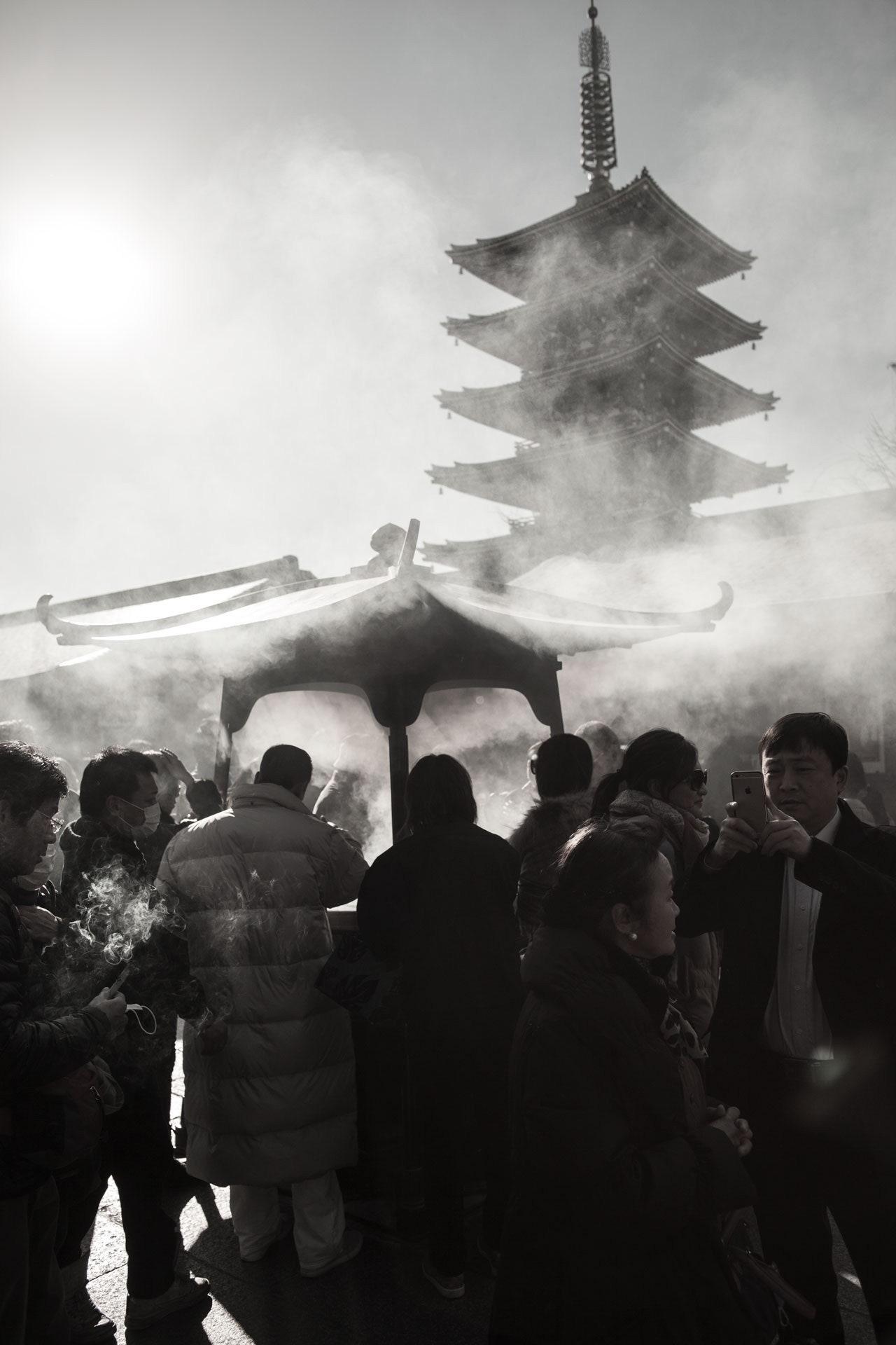 Worshippers at Sensoji temple